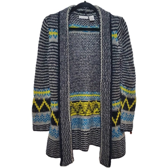 Hannah Sweaters - Hannah Open Front Knit Cardigan Rustic Shabby Chic Blue Women's Size Small